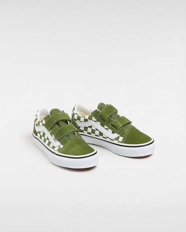 Green Kids' Vans Old Skool Hook And Loop (4-8 Years) Sneakers NZ | VN8759346