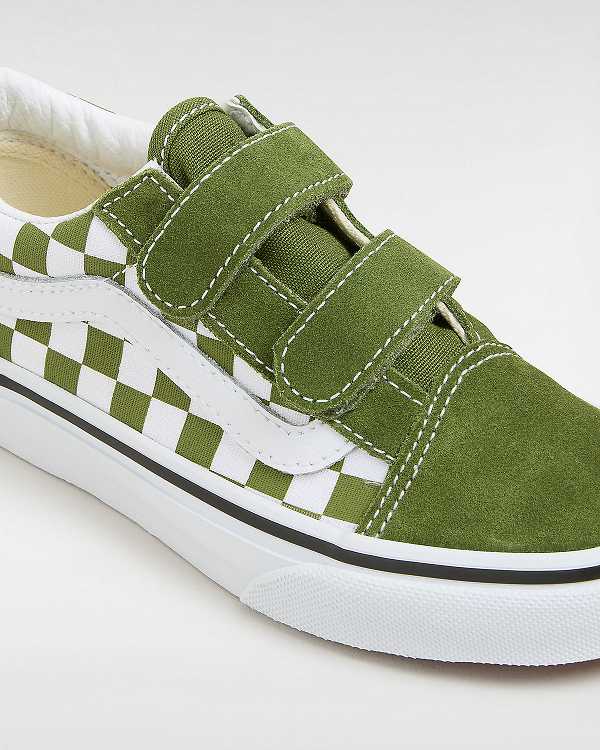 Green Kids' Vans Old Skool Hook And Loop (4-8 Years) Sneakers NZ | VN8759346