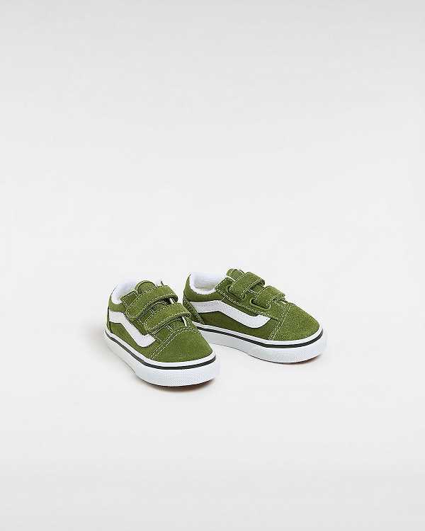 Green Kids' Vans Old Skool Hook And Loop (1-4 Years) Sneakers NZ | VN8135609