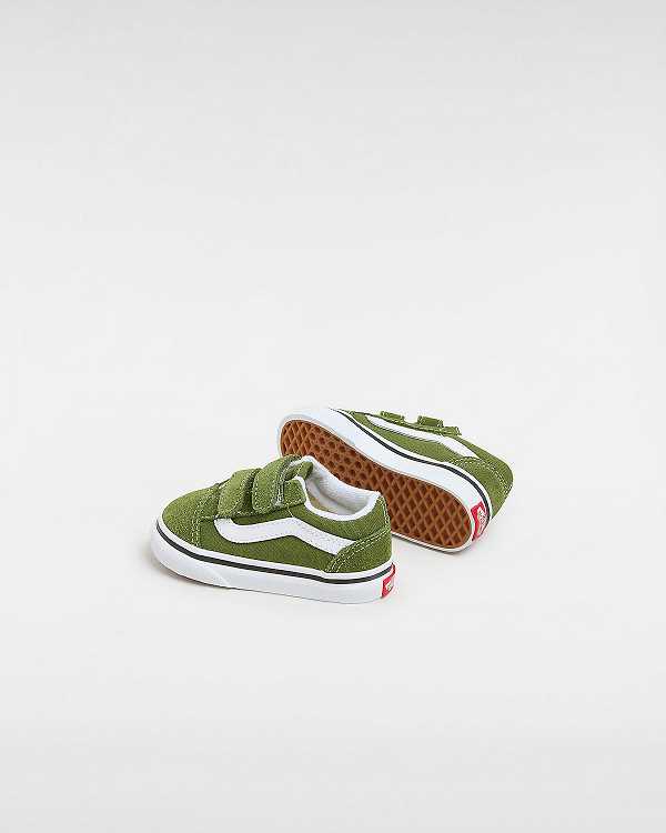 Green Kids' Vans Old Skool Hook And Loop (1-4 Years) Sneakers NZ | VN8135609