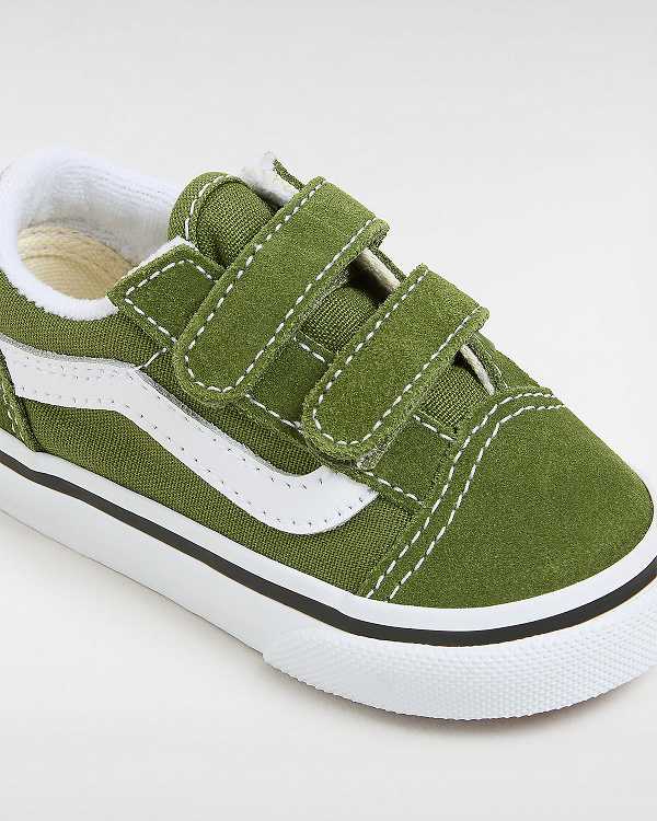 Green Kids' Vans Old Skool Hook And Loop (1-4 Years) Sneakers NZ | VN8135609