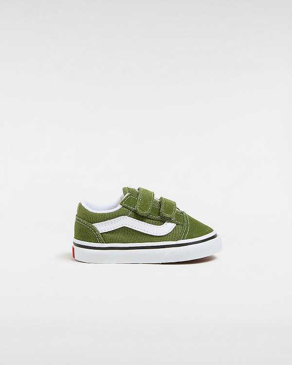 Green Kids\' Vans Old Skool Hook And Loop (1-4 Years) Sneakers NZ | VN8135609