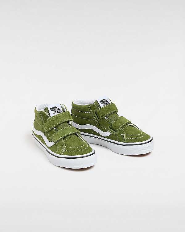 Green Kids' Vans Sk8-Mid Reissue Hook and Loop (4-8 years) Sneakers NZ | VN0297684