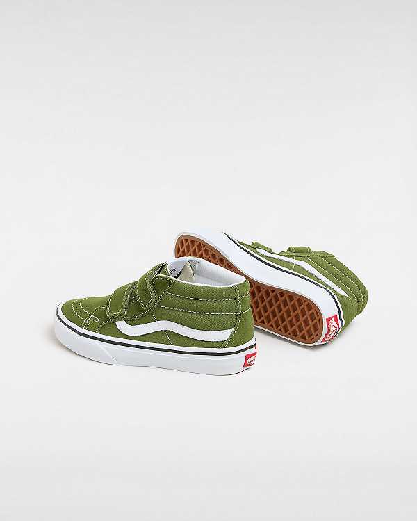 Green Kids' Vans Sk8-Mid Reissue Hook and Loop (4-8 years) Sneakers NZ | VN0297684