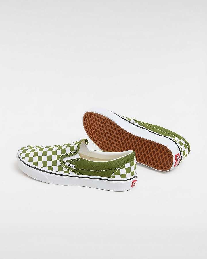 Green Men Vans Classic Checkerboard Slip On Shoes NZ | VN4389072