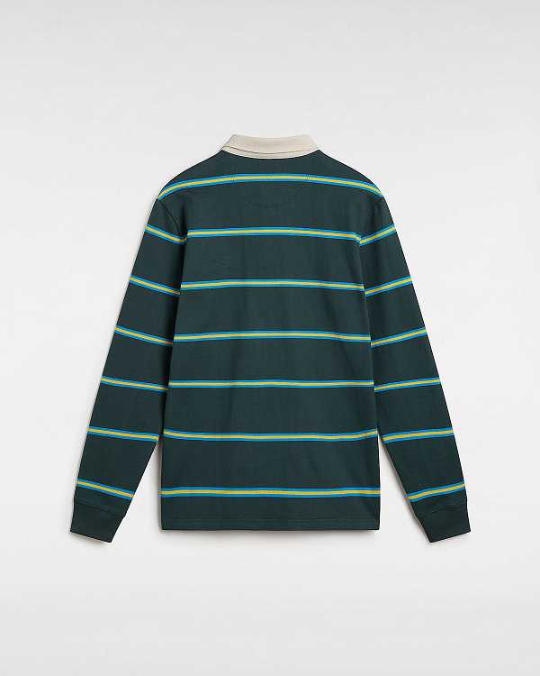 Green Men Vans Gatewood Rugby Stripe Long Sleeve Shirts NZ | VN7386915