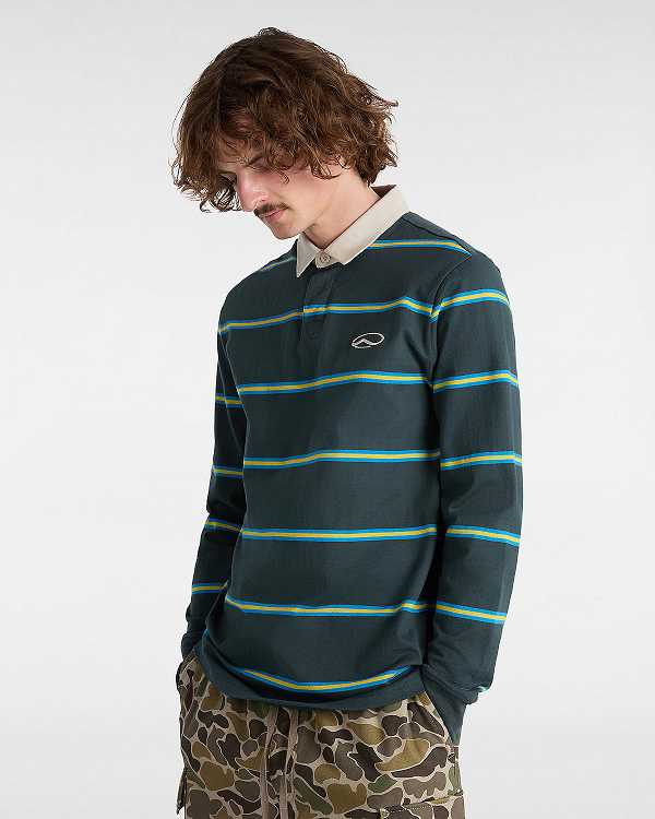 Green Men Vans Gatewood Rugby Stripe Long Sleeve Shirts NZ | VN7386915