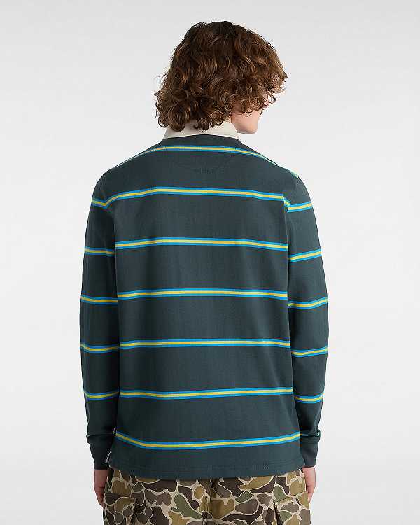 Green Men Vans Gatewood Rugby Stripe Long Sleeve Shirts NZ | VN7386915