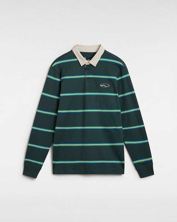 Green Men Vans Gatewood Rugby Stripe Long Sleeve Shirts NZ | VN7386915