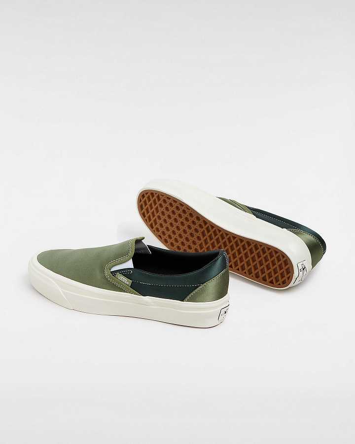 Green Men Vans Premium 98 Satin Slip On Shoes NZ | VN5619482