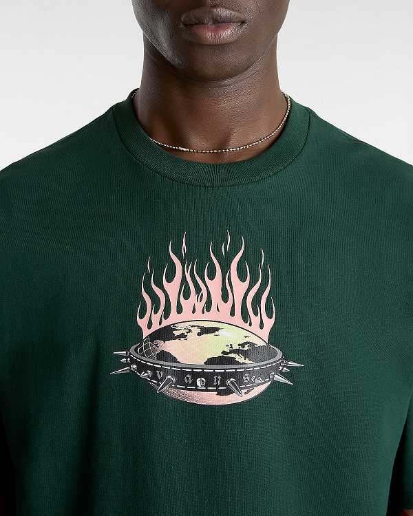 Green Men Vans Skate Global Dominance T Shirts NZ | VN8607451