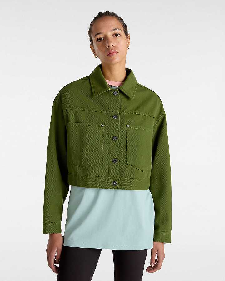 Green Women Vans Raynes Crop Trucker Jacket NZ | VN2759436