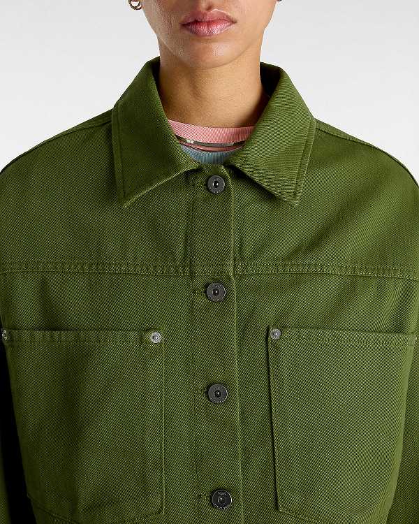 Green Women Vans Raynes Crop Trucker Jacket NZ | VN2759436