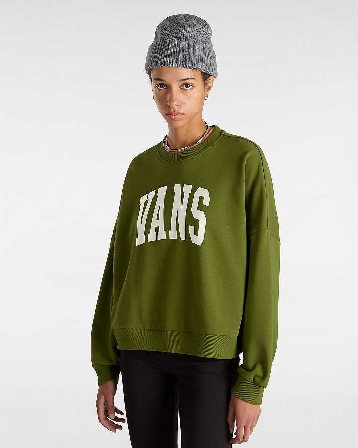 Green Women Vans Stadium French Terry Loose Crew Sweatshirt NZ | VN4837210