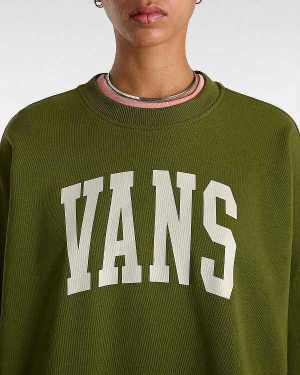 Green Women Vans Stadium French Terry Loose Crew Sweatshirt NZ | VN4837210