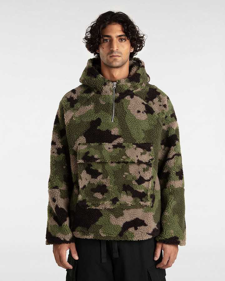 Green / Brown Men Vans Premium Oversized Sherpa Hoodie NZ | VN3851920