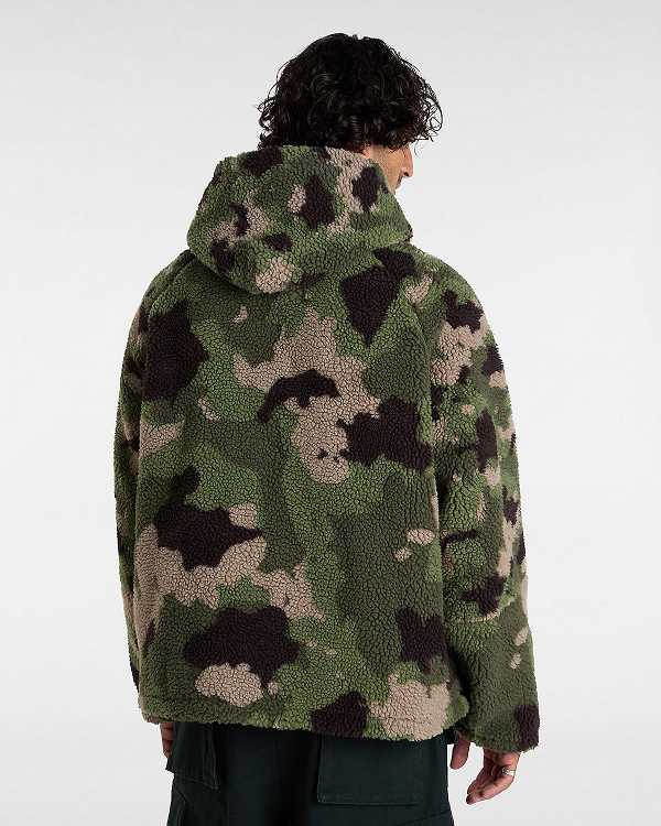 Green / Brown Men Vans Premium Oversized Sherpa Hoodie NZ | VN3851920