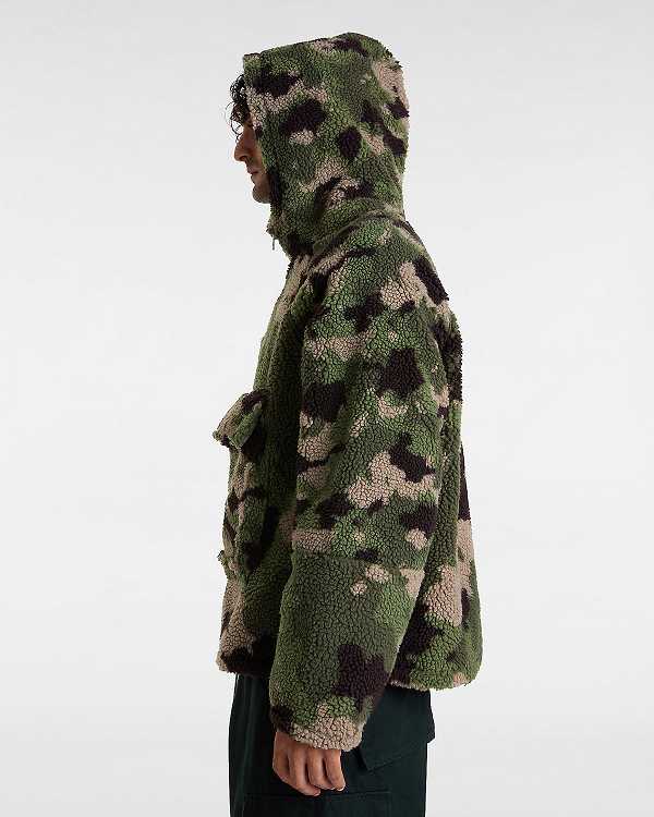 Green / Brown Men Vans Premium Oversized Sherpa Hoodie NZ | VN3851920