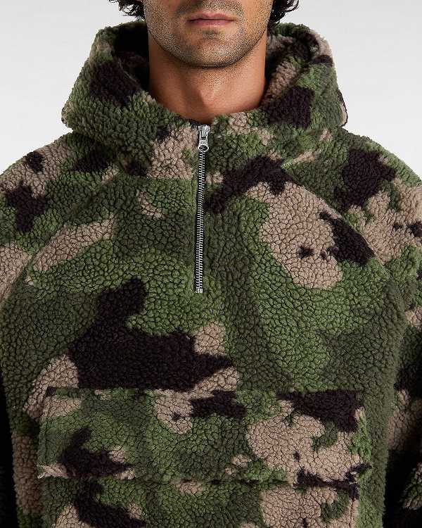 Green / Brown Men Vans Premium Oversized Sherpa Hoodie NZ | VN3851920