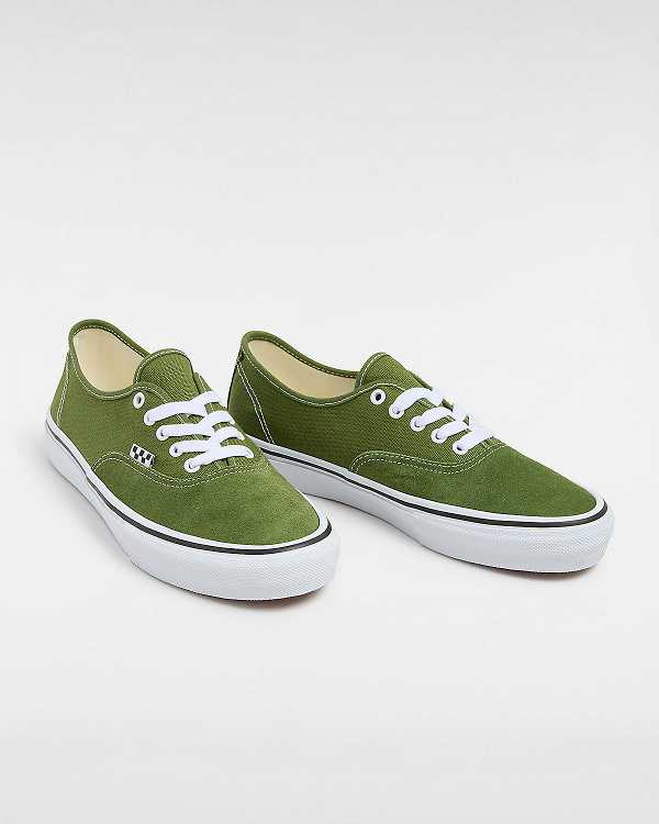 Green / White Men Vans Authentic Skate Shoes NZ | VN5304796