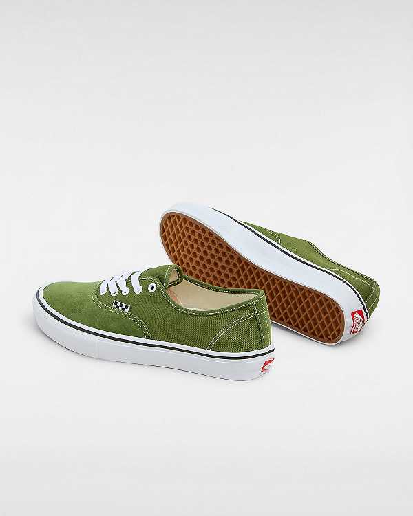 Green / White Men Vans Authentic Skate Shoes NZ | VN5304796