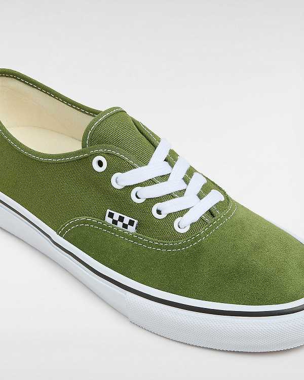 Green / White Men Vans Authentic Skate Shoes NZ | VN5304796