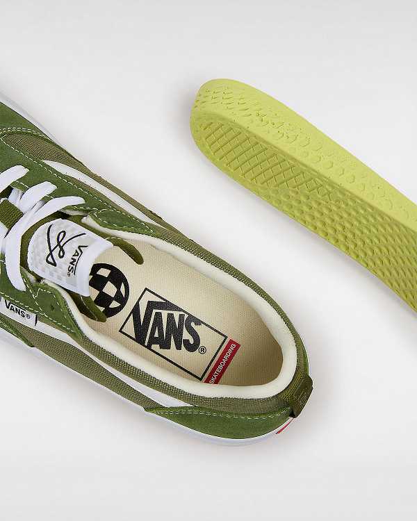 Green / White Men Vans Lizzie Low Skate Shoes NZ | VN7089453