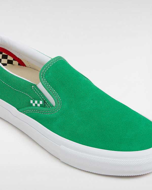 Green / White Men Vans Skate Slip On Shoes NZ | VN0785142