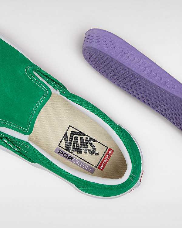 Green / White Men Vans Skate Slip On Shoes NZ | VN0785142