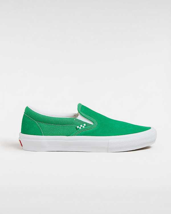 Green / White Men Vans Skate Slip On Shoes NZ | VN0785142