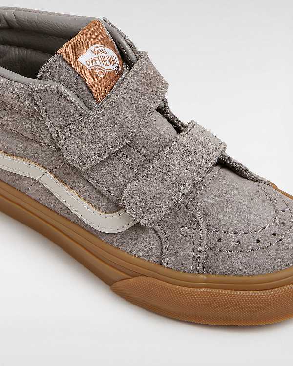 Grey Kids' Vans Sk8-Mid Reissue Hook and Loop Gum (4-8 Years) Sneakers NZ | VN3129748