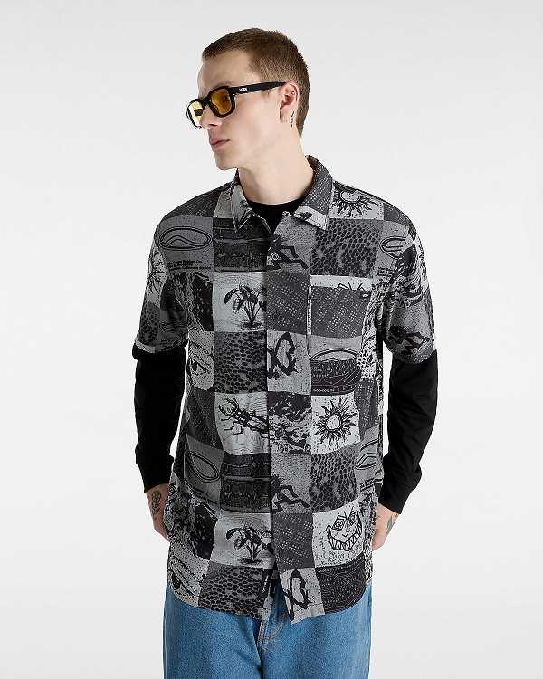 Grey Men Vans Camp Classic Collar Shirts NZ | VN9075123