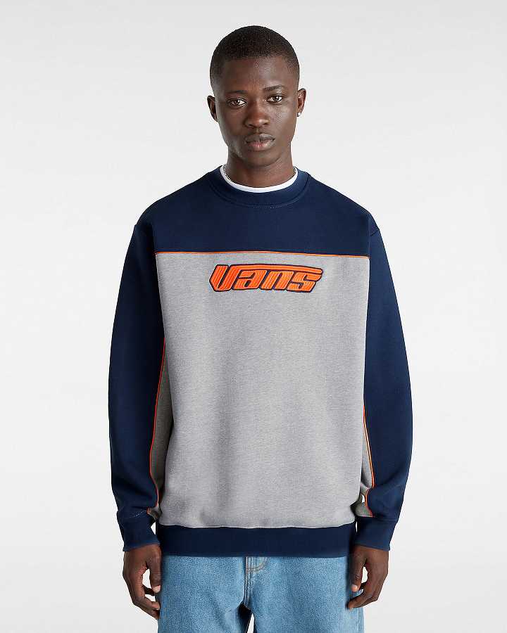 Grey Men Vans Retro Hook and Loop Loose Crew Sweatshirt NZ | VN7693124