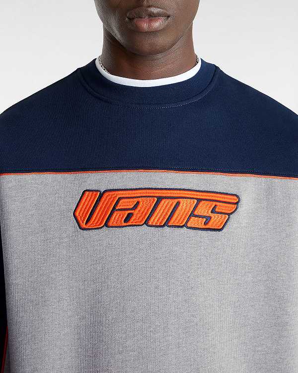 Grey Men Vans Retro Hook and Loop Loose Crew Sweatshirt NZ | VN7693124