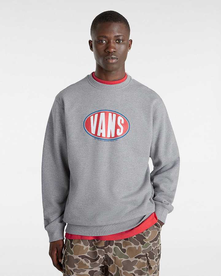 Grey Men Vans Spray On Loose Crew Sweatshirt NZ | VN1526809