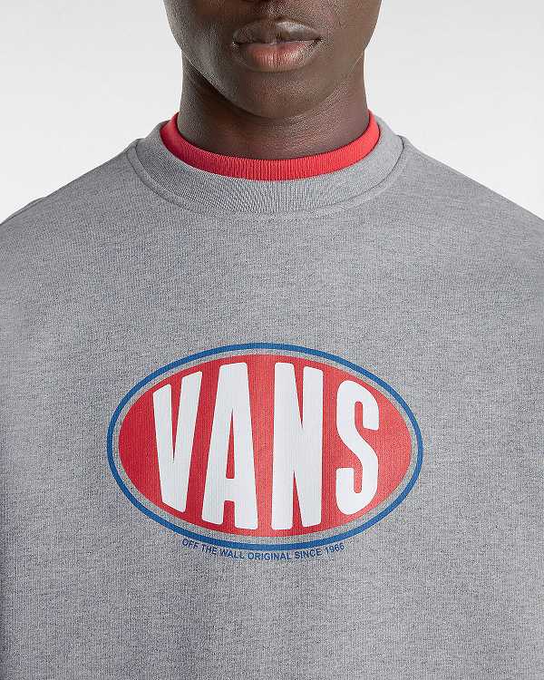 Grey Men Vans Spray On Loose Crew Sweatshirt NZ | VN1526809