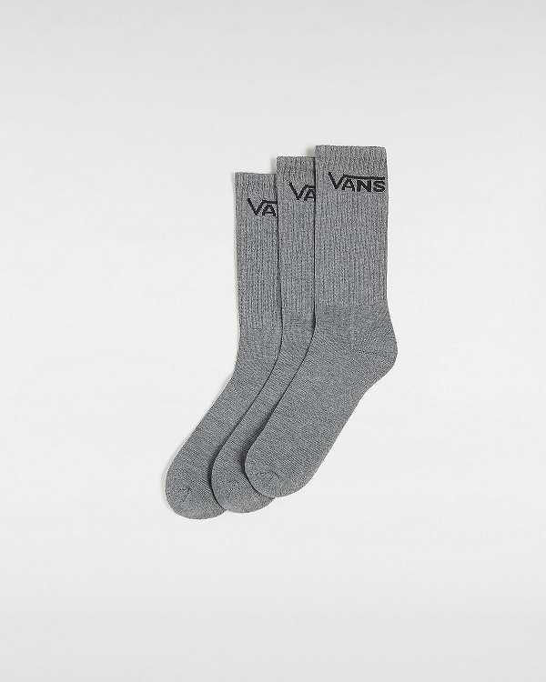 Grey Unisex Vans Classic Crew (3 pairs) Socks NZ | VN5130946