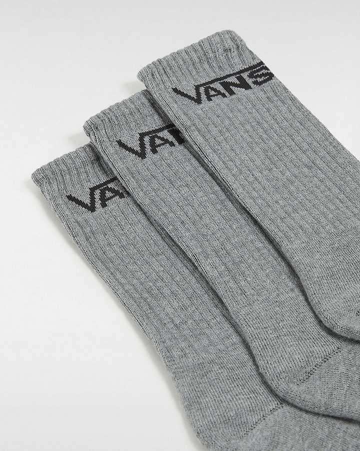 Grey Unisex Vans Classic Crew (3 pairs) Socks NZ | VN5130946