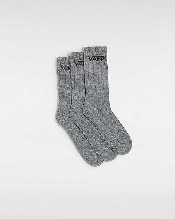 Grey Unisex Vans Classic Crew (3 pairs) Socks NZ | VN5130946