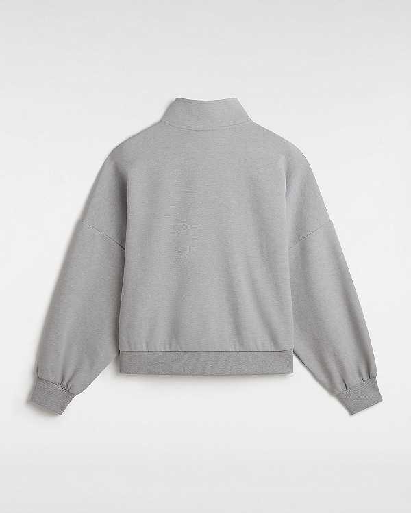 Grey Women Vans Elevated Double Knit Loose Mock Neck Sweatshirt NZ | VN3820159