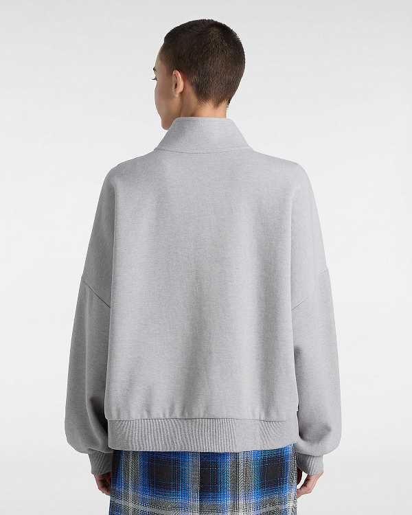 Grey Women Vans Elevated Double Knit Loose Mock Neck Sweatshirt NZ | VN3820159