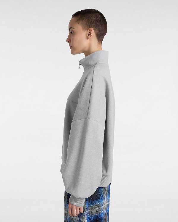 Grey Women Vans Elevated Double Knit Loose Mock Neck Sweatshirt NZ | VN3820159