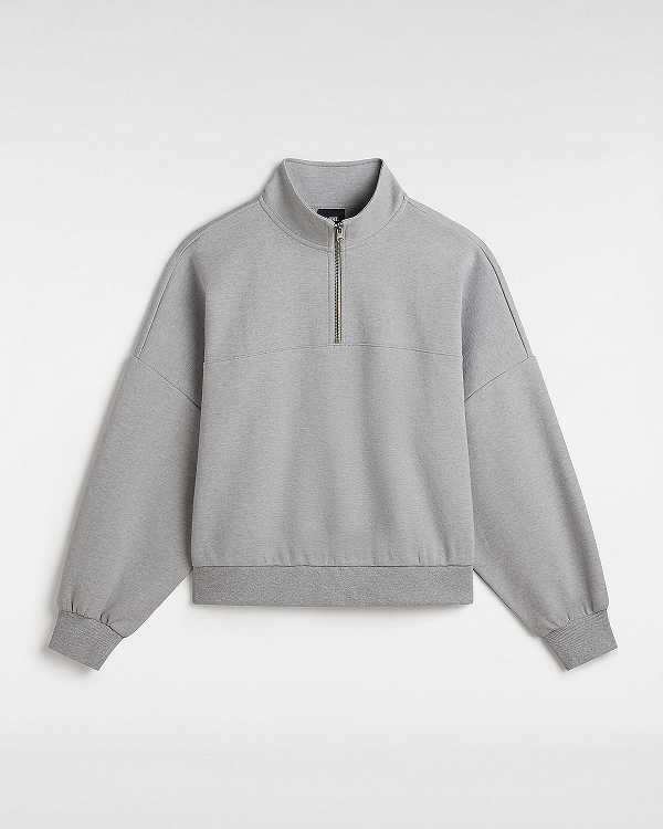 Grey Women Vans Elevated Double Knit Loose Mock Neck Sweatshirt NZ | VN3820159