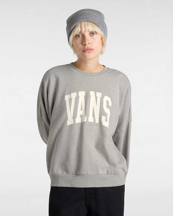 Grey Women Vans Stadium French Terry Loose Crew Sweatshirt NZ | VN6817920