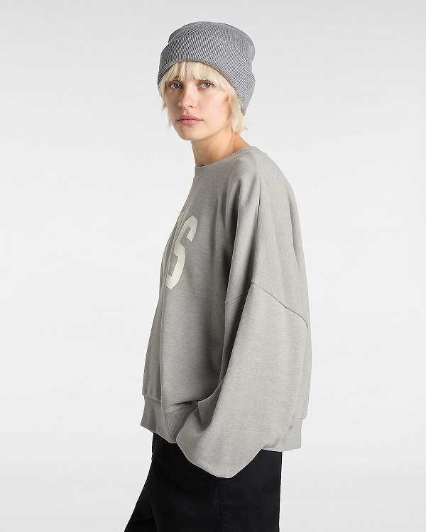 Grey Women Vans Stadium French Terry Loose Crew Sweatshirt NZ | VN6817920