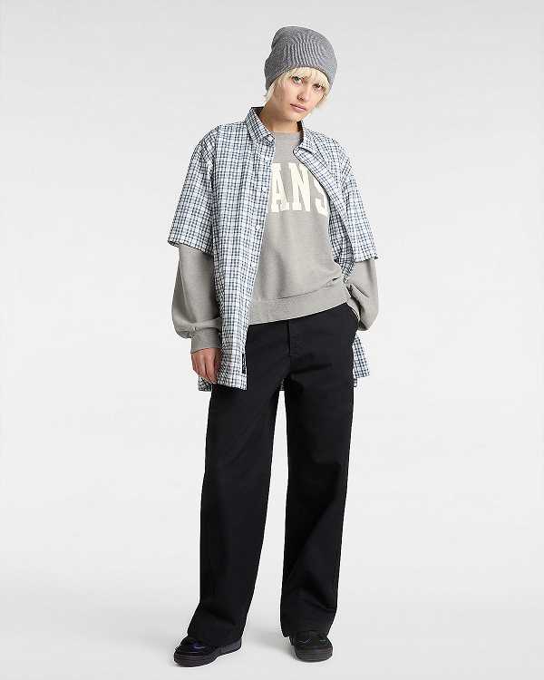 Grey Women Vans Stadium French Terry Loose Crew Sweatshirt NZ | VN6817920