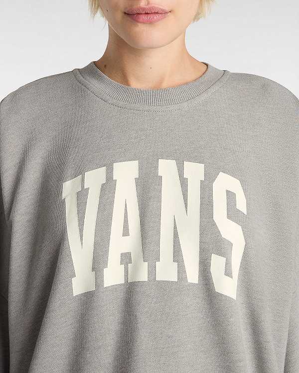 Grey Women Vans Stadium French Terry Loose Crew Sweatshirt NZ | VN6817920