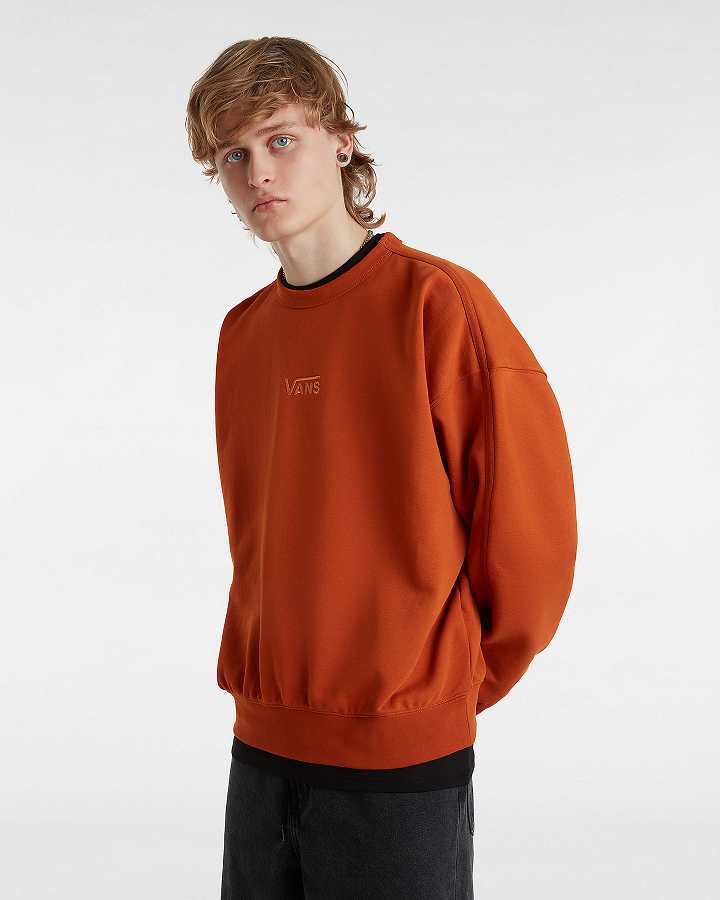 Orange Men Vans Premium Logo Crew Sweatshirt NZ | VN5971283