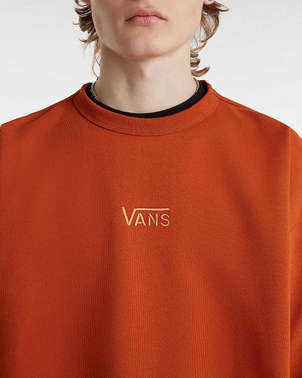 Orange Men Vans Premium Logo Crew Sweatshirt NZ | VN5971283