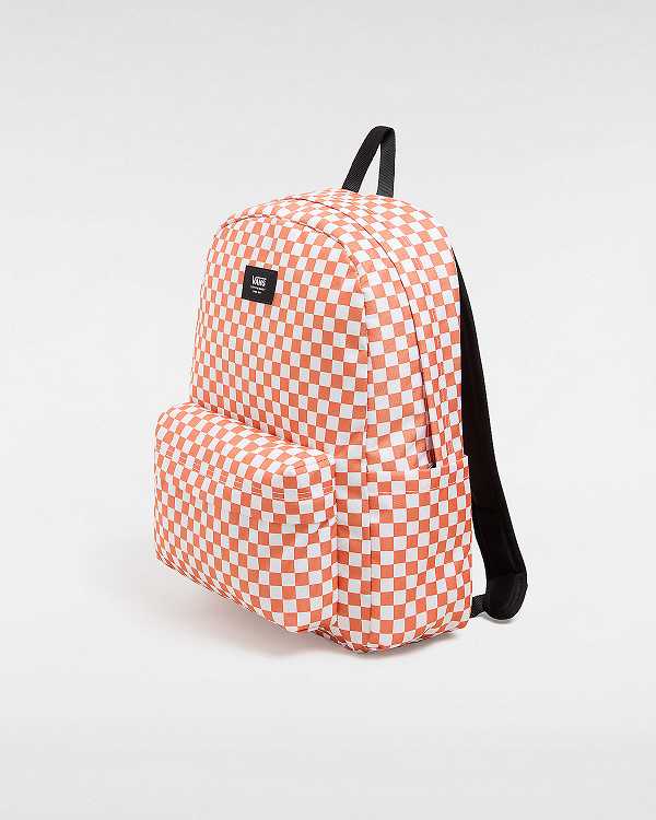 Orange Unisex Vans Old Skool Check Backpacks NZ | VN3648257